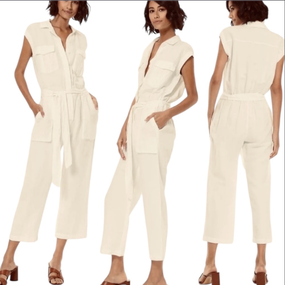 Young Fabulous & Broke Cuba Jumpsuit in Comfy Linen Blend with Crop Wide Legs